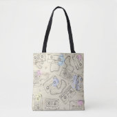 Retro 80s 90s Nostalgic Cassette Mix Tape Pattern Tote Bag (Voorkant)