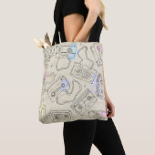 Retro 80s 90s Nostalgic Cassette Mix Tape Pattern Tote Bag (Dichtbij)