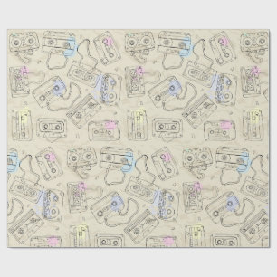 Retro 80s 90s nostalgische cassette-mix-tape-patro cadeaupapier