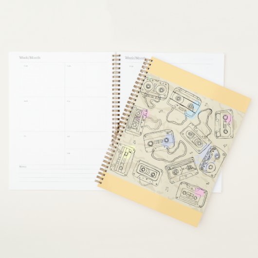 Retro 80s 90s nostalgische cassettemix-tapepatroon planner (Display)