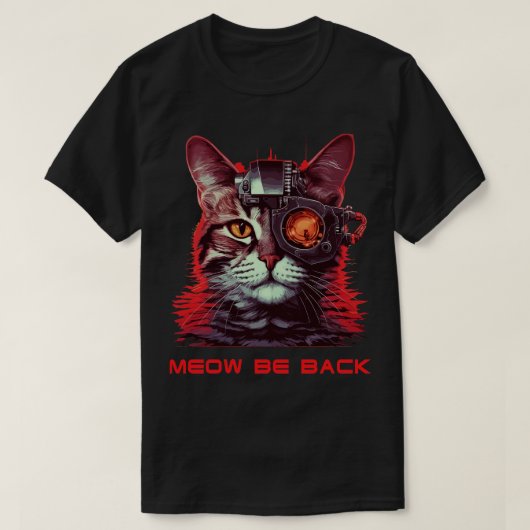Retro 80s 90s Robot Cat T-shirt (Design voorkant)