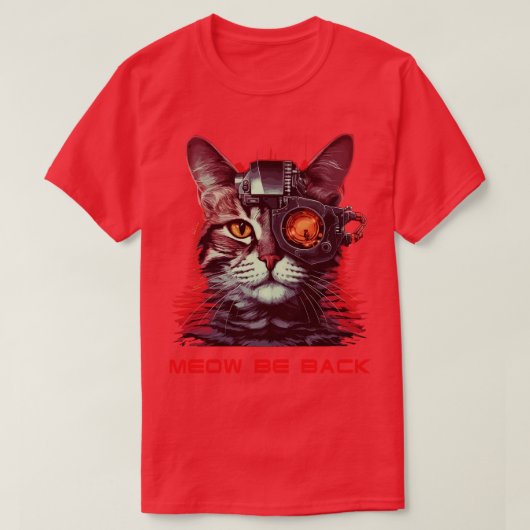 Retro 80s 90s Robot Cat T-shirt (Design voorkant)