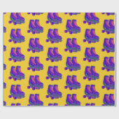 Retro 80s 90s Roller Schaatsen Patroon in Geel Cadeaupapier (Vlak)