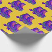Retro 80s 90s Roller Schaatsen Patroon in Geel Cadeaupapier (Hoek)