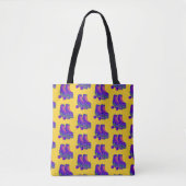 Retro 80s 90s Roller Schaatsen Patroon in Geel Tote Bag (Voorkant)