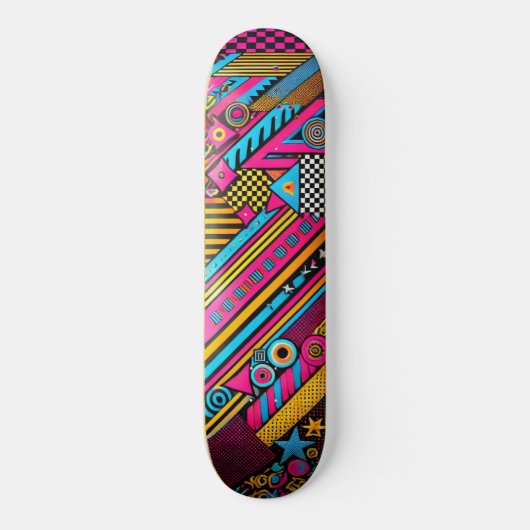 Retro 80s & 90s Skateboard Deck – Vetgedrukte kleu (Voorkant)