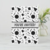 Retro 80s / 90s Stijl Geometrische Vormen Uitnodig Kaart (Staand voorkant)