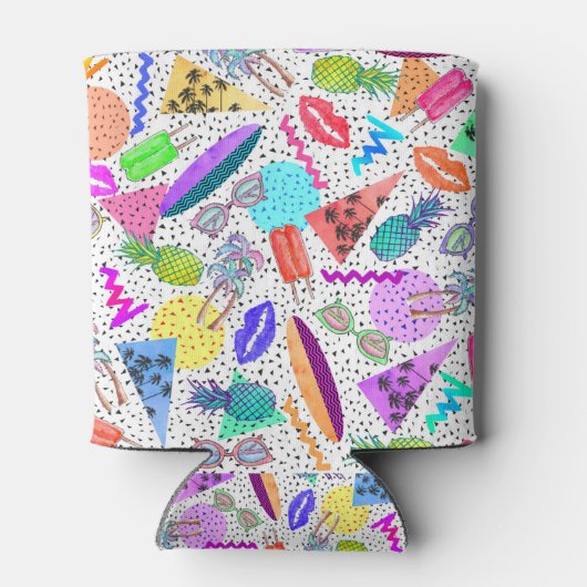Retro 80's 90's Summer Beach Collage Patroon Blikjeskoeler (Achterkant)