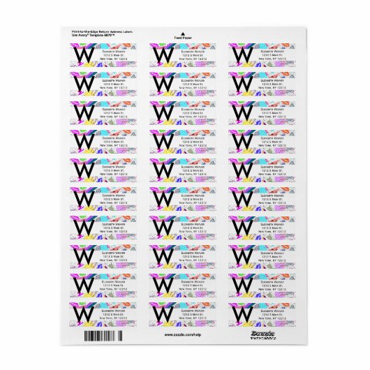 Retro 80's 90's Summer Beach Collage Patroon Etiket (Full Sheet)