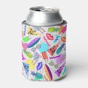 Retro 80's '90's 'Summer Beach Collage Pattern' Blikjeskoeler