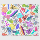 Retro 80's '90's 'Summer Beach Collage Pattern' Cadeaupapier (Vlak)