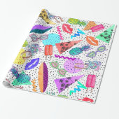 Retro 80's '90's 'Summer Beach Collage Pattern' Cadeaupapier (Uitgerold)