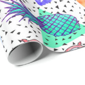 Retro 80's '90's 'Summer Beach Collage Pattern' Cadeaupapier (Rol Hoek)