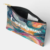Retro 80s Abstracte Draaikolk Turquoise & Oranje Etui (Open)