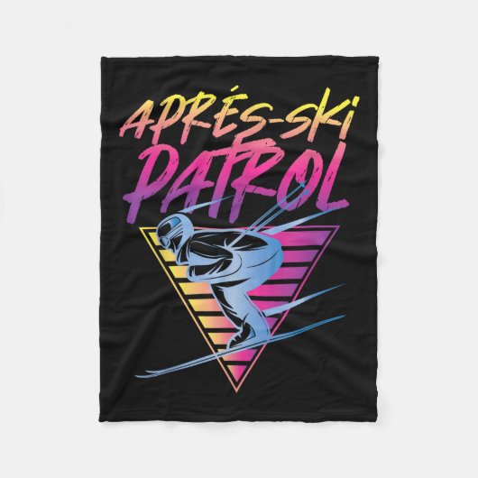 Retro 80s Apres Ski Patrol Fleece Deken (Voorkant)