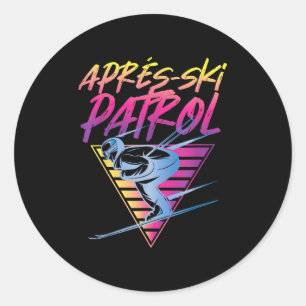 Retro 80s Apres Ski Patrol Ronde Sticker