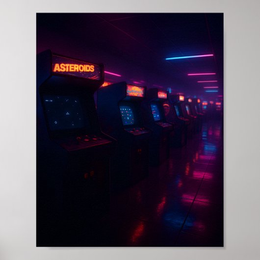 Retro 80s Arcade Gaming Esthetiek Neon Licht Poster (Voorkant)
