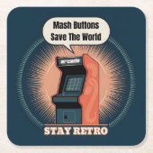 Retro 80s Arcade Gaming Nerdy Humor Kartonnen Onderzetters (Voorkant)