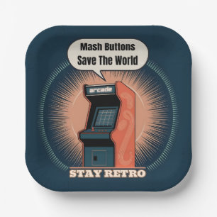 Retro 80s Arcade Gaming Nerdy Humor Papieren Bordje