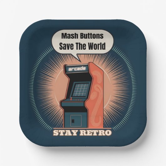 Retro 80s Arcade Gaming Nerdy Humor Papieren Bordje (Voorkant)