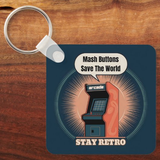 Retro  80s Arcade Gaming Nerdy Humor Sleutelhanger (Voorkant)