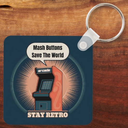 Retro 80s Arcade Gaming Nerdy Humor Sleutelhanger (Achterkant)