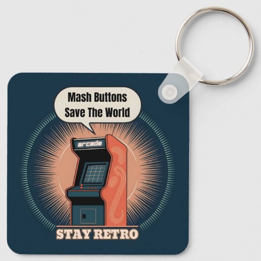 Retro 80s Arcade Gaming Nerdy Humor Sleutelhanger (Achterkant)