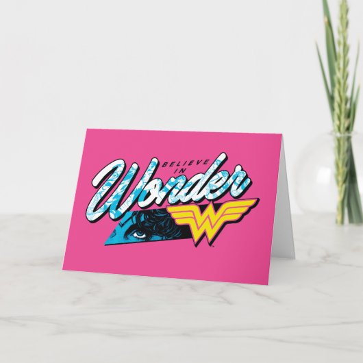 Retro 80's "Believe in Wonder"-logo Kaart (Voorkant)