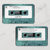 Retro 80's Blauwgroen Glitter Cassettebandje Mixta Visitekaartje (Voorkant / Achterkant)