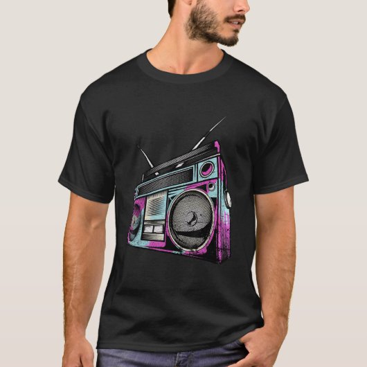 retro 80s Boom Box Stereo T-shirt (Voorkant)
