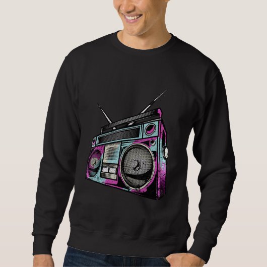  retro 80s Boom Box Stereo Trui (Voorkant)