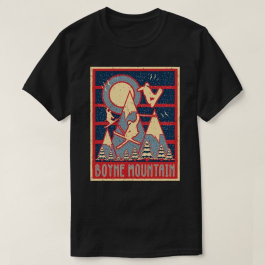 Retro 80s Boyne Mountain Ski Avontuur T-shirt (Design voorkant)