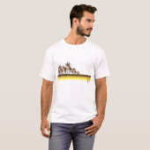Retro 80s bruin/goudpalmen t-shirt (Voorkant volledig)