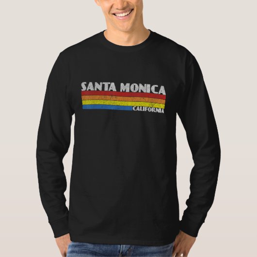 Retro 80s California CA Souvenir Santa Monica T-shirt (Voorkant)