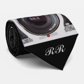 Retro 80s Camera Monogrammed Necktie Stropdas (Opgerold)