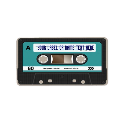 Retro 80s Cassette mixtape gepersonaliseerd Etiket (Voorkant)