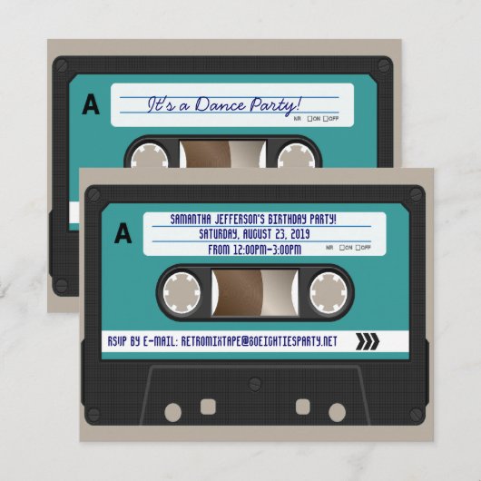 Retro 80s Cassette mixtape gepersonaliseerd Kaart (Voorkant / Achterkant)