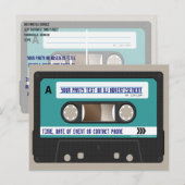Retro 80s Cassette mixtape gepersonaliseerd Uitnodiging Briefkaart (Voorkant / Achterkant)
