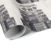 Retro 80s Cassette Recorders Patroon. Cadeaupapier (Rol Hoek)