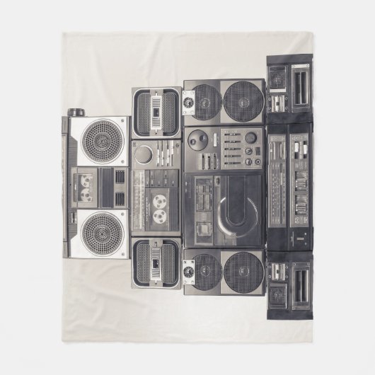 Retro 80s Cassette Recorders Patroon. Fleece Deken (Voorkant)