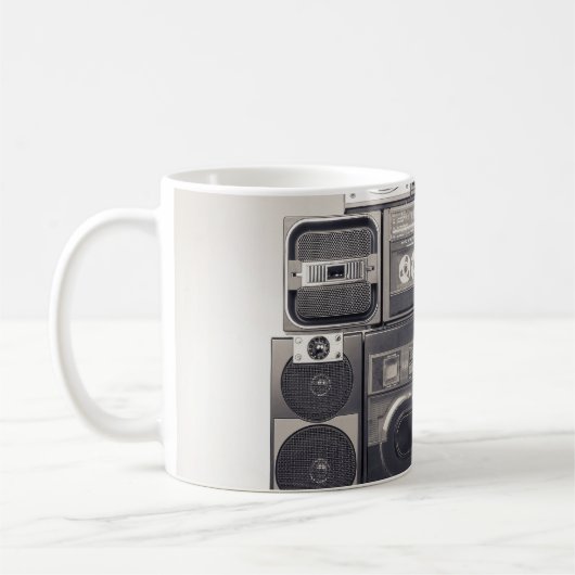 Retro 80s Cassette Recorders Patroon. Koffiemok (Links)