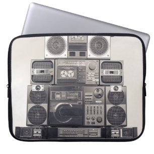 Retro 80s Cassette Recorders Patroon. Laptop Sleeve
