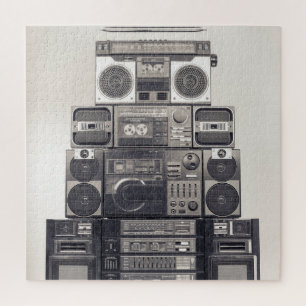 Retro 80s Cassette Recorders Patroon. Legpuzzel