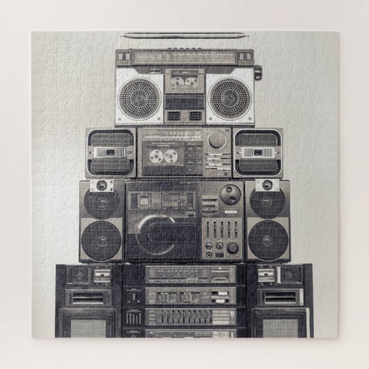 Retro 80s Cassette Recorders Patroon. Legpuzzel (Verticaal)