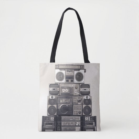 Retro 80s Cassette Recorders Patroon. Tote Bag (Voorkant)