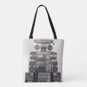 Retro 80s Cassette Recorders Patroon. Tote Bag (Achterkant)