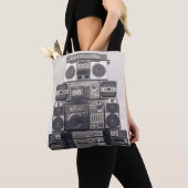 Retro 80s Cassette Recorders Patroon. Tote Bag (Dichtbij)