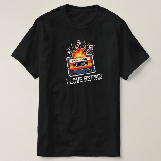 Retro 80s Cassette Tape T-Shirt – I Love Retro (Design voorkant)