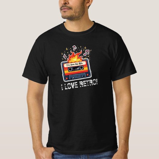Retro 80s Cassette Tape T-Shirt – I Love Retro (Voorkant)