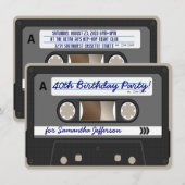Retro 80s Cassettebandje 40th Birthday Uitnodiging (Voorkant / Achterkant)